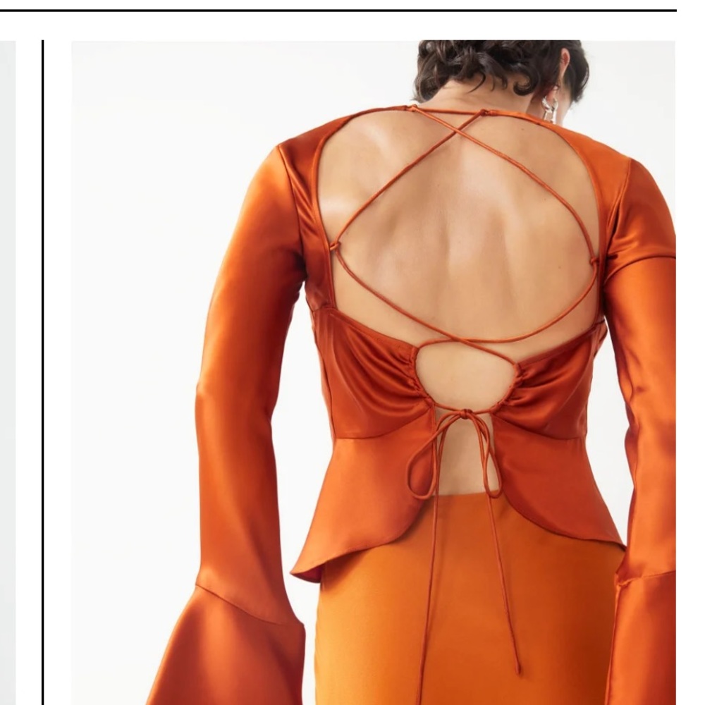 &OtherStories lace up back orange stain top, size EU38